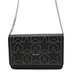 Jimmy Choo Star Leather Chain Wallet, Black,